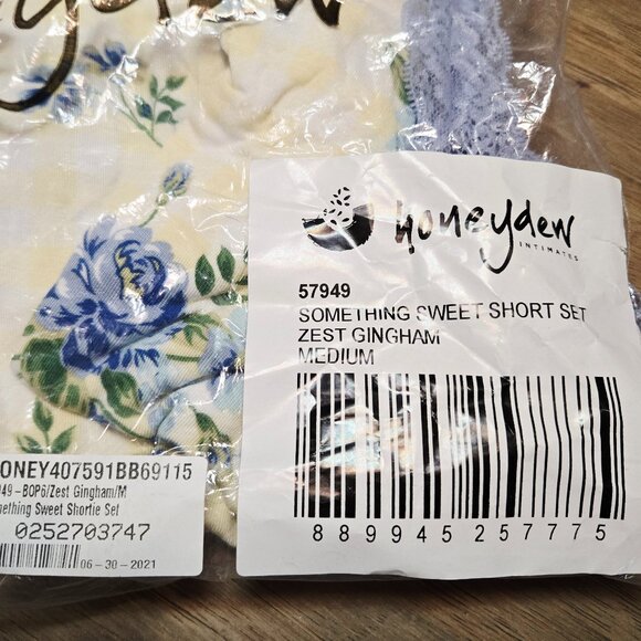 NWT HONEYDEW INTIMATES SOMETHING SWEET ZEST GINGHAM LOUNGE/SLEEP SHORTIE SET M - Picture 9 of 10